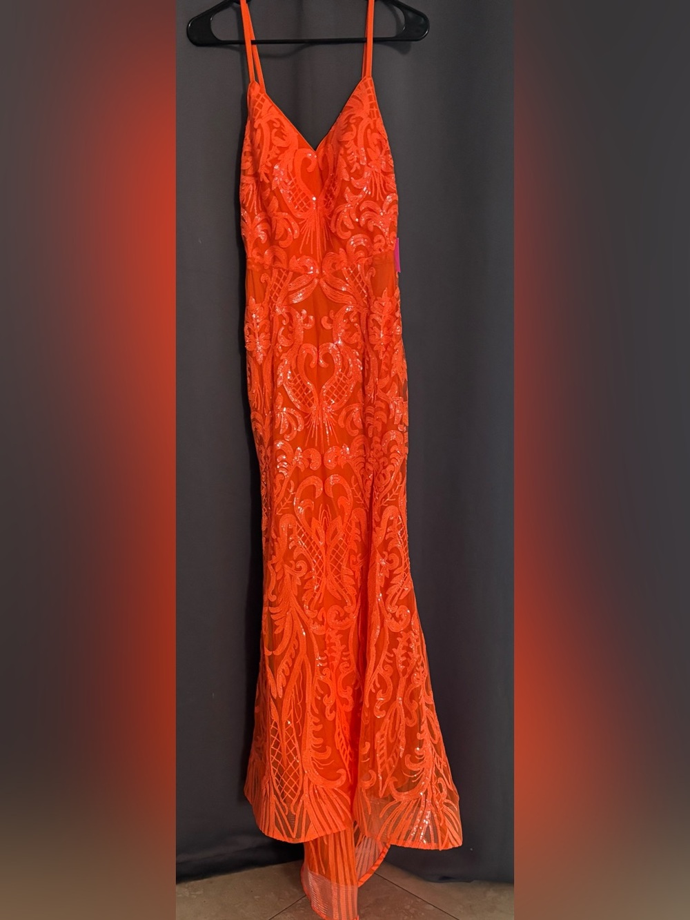 Orange Sequin Gown- Size 2